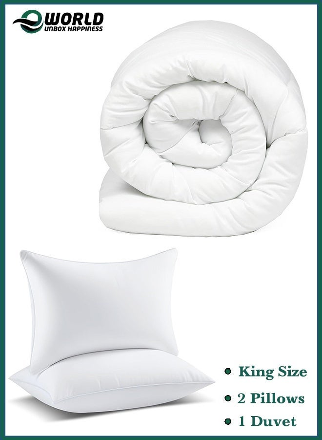 إي وورلد عرض كومبو – مجموعة لحاف ووسائد بحجم كينغ بجودة فندقية متميزة | راحة فائقة | 1 لحاف 220x240سم + 2 وسائد 50x75سم - Image 1